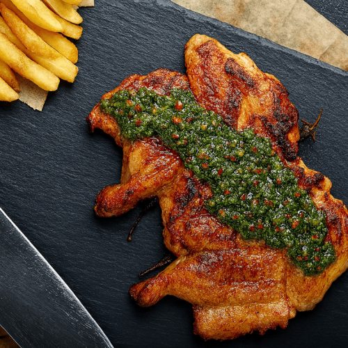 churrasco de pollo con salsa chimichurri